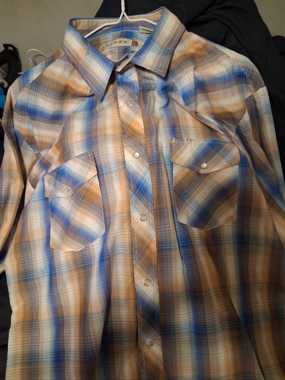 ROPER WESTERN COWBOY Casual Plaid Button-Up Shirt in With White Pearl Snaps
